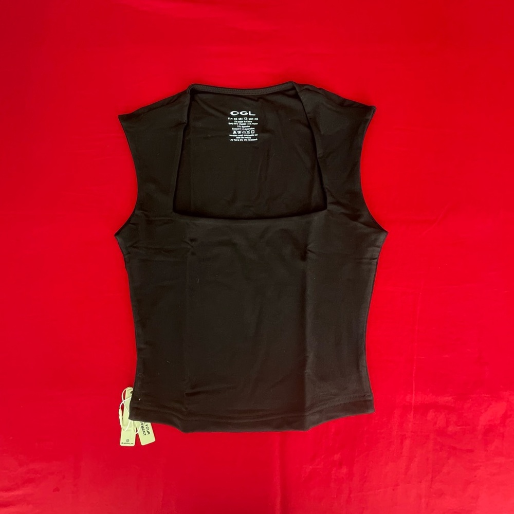Tapered Square Neck Wide Shoulder Tank Top size XS